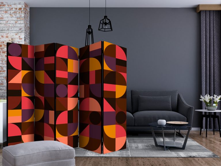 Paraván – Geometric Mosaic (Red) II [Room Dividers] Paraván – Geometric Mosaic (Red) II [Room Dividers]