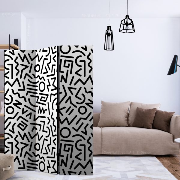 Paraván – Black and White Maze [Room Dividers] Paraván – Black and White Maze [Room Dividers]