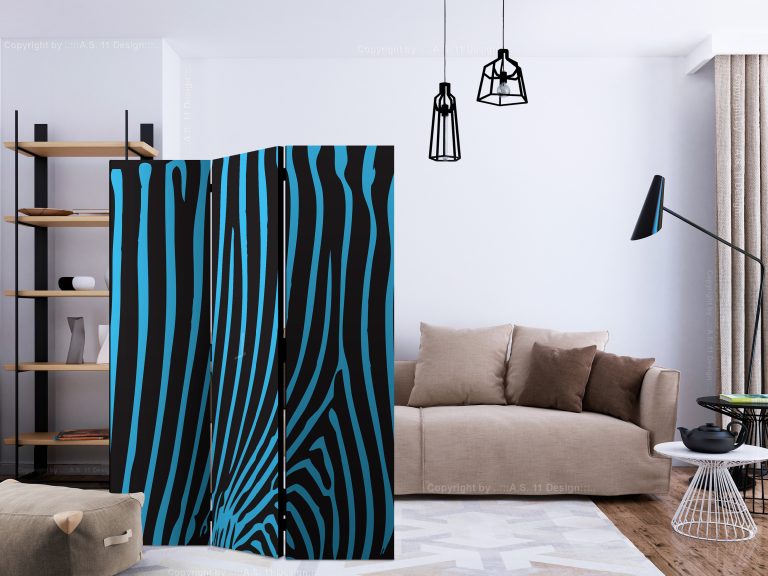 Paraván – Zebra pattern (turquoise) [Room Dividers] Paraván – Zebra pattern (turquoise) [Room Dividers]