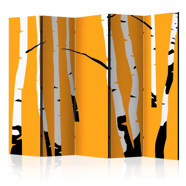 Paraván – Birches on the orange background II [Room Dividers] Paraván – Birches on the orange background II [Room Dividers]