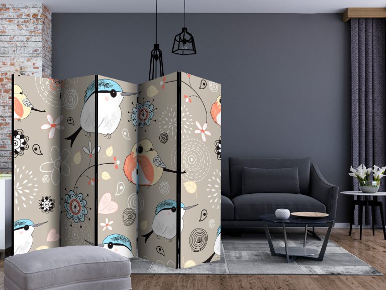 Paraván – Natural pattern with birds II [Room Dividers] Paraván – Natural pattern with birds II [Room Dividers]
