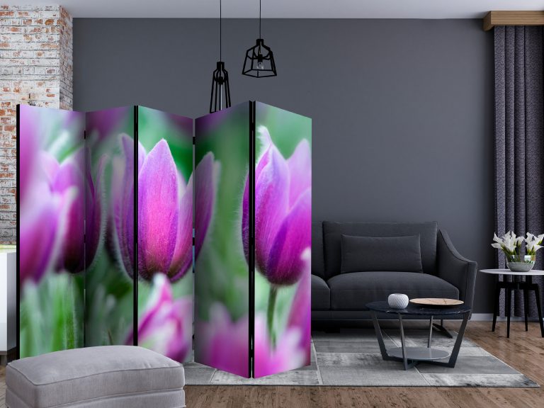 Paraván – Purple spring tulips II [Room Dividers] Paraván – Purple spring tulips II [Room Dividers]