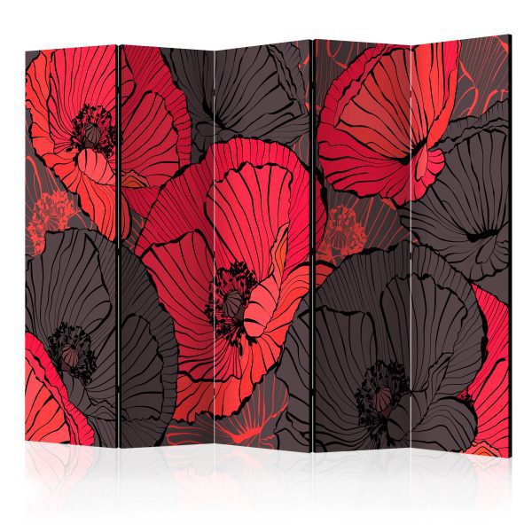 Paraván – Pleated poppies [Room Dividers] Paraván – Pleated poppies [Room Dividers]