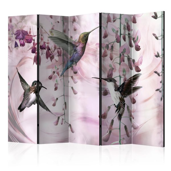 Paraván – Flying Hummingbirds (Pink) II [Room Dividers] Paraván – Flying Hummingbirds (Pink) II [Room Dividers]