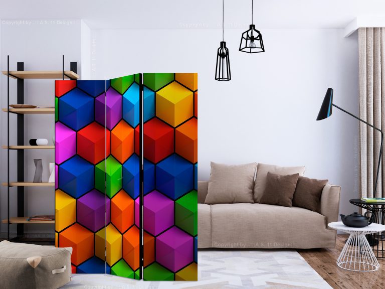 Paraván – Colorful Geometric Boxes [Room Dividers] Paraván – Colorful Geometric Boxes [Room Dividers]