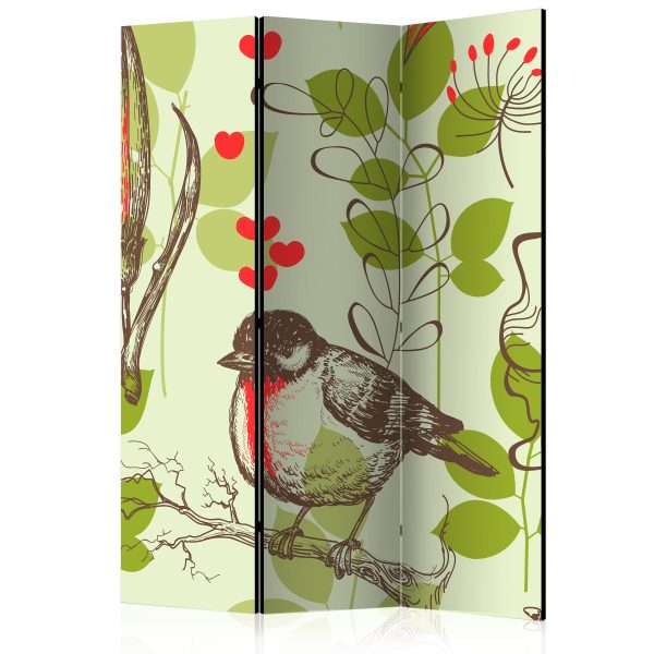 Paraván – Bird and lilies vintage pattern [Room Dividers] Paraván – Bird and lilies vintage pattern [Room Dividers]