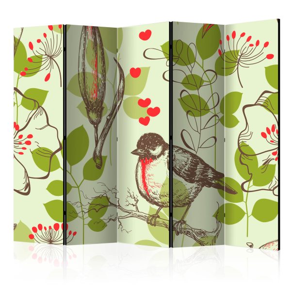 Paraván – Bird and lilies vintage pattern [Room Dividers] Paraván – Bird and lilies vintage pattern [Room Dividers]
