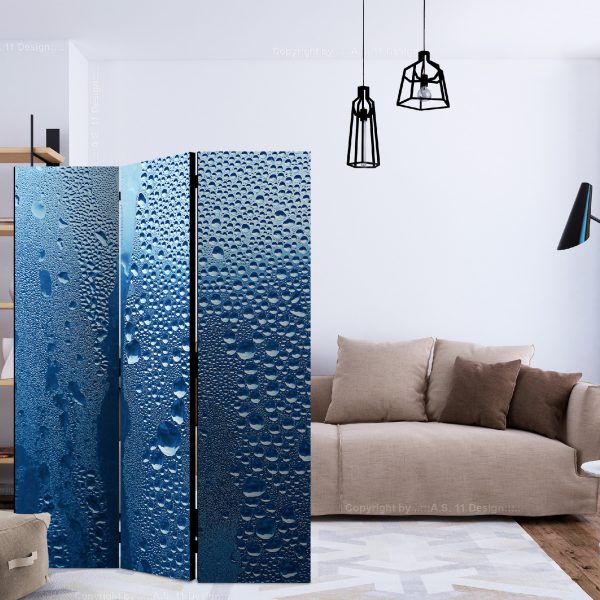 Paraván – Water drops on blue glass [Room Dividers] Paraván – Water drops on blue glass [Room Dividers]