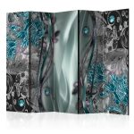 Paraván – Floral Curtain (Turquoise) II [Room Dividers] Paraván – Floral Curtain (Turquoise) II [Room Dividers]