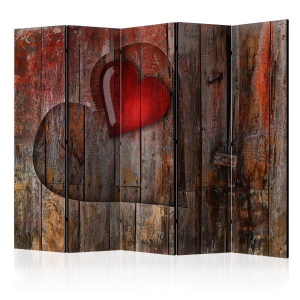 Paraván – Heart on wooden background II [Room Dividers] Paraván – Heart on wooden background II [Room Dividers]