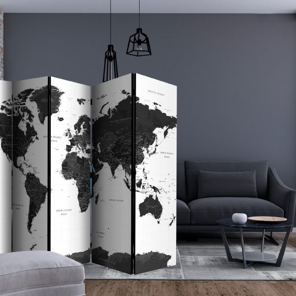 Paraván – Black and White Map II [Room Dividers] Paraván – Black and White Map II [Room Dividers]