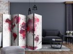 Paraván – World Map: Red Watercolors II [Room Dividers] Paraván – World Map: Red Watercolors II [Room Dividers]