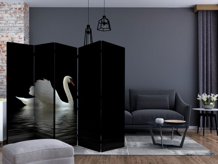 Paraván – swan (black and white) II [Room Dividers] Paraván – swan (black and white) II [Room Dividers]