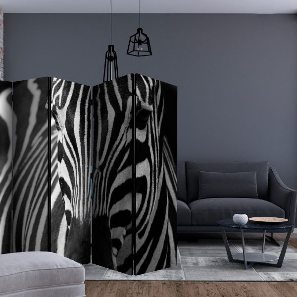 Paraván – White with black stripes II [Room Dividers] Paraván – White with black stripes II [Room Dividers]