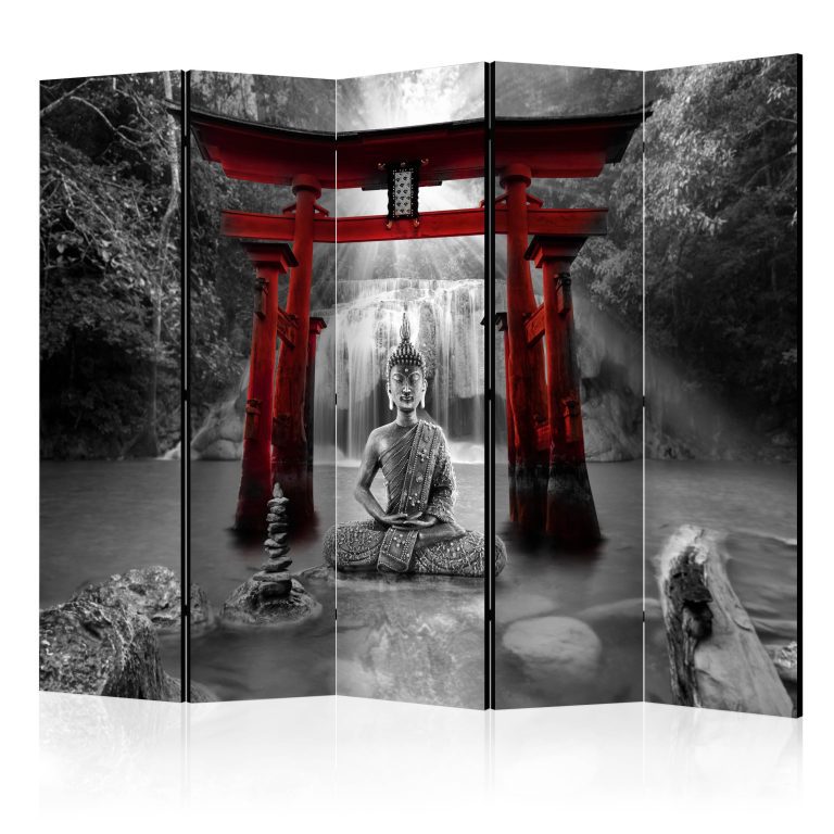Paraván – Buddha Smile (Red) II [Room Dividers] Paraván – Buddha Smile (Red) II [Room Dividers]