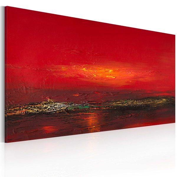 Ručně malovaný obraz – Červený západ slunce nad mořem Ručně malovaný obraz – Červený západ slunce nad mořem