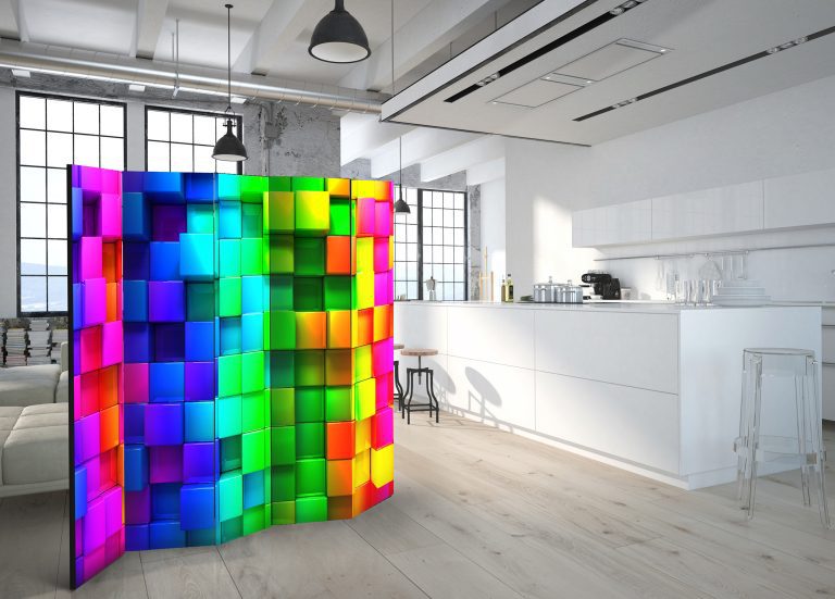 Paraván – Colourful Cubes II [Room Dividers] Paraván – Colourful Cubes II [Room Dividers]