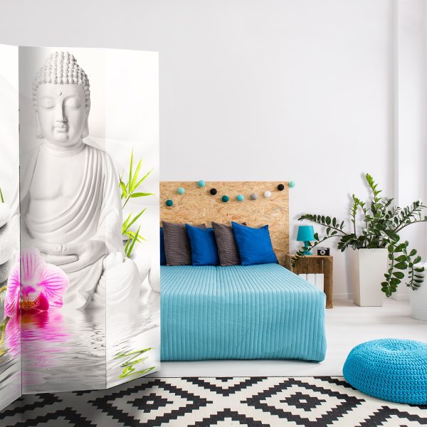 Paraván – Buddha and Orchids [Room Dividers] Paraván – Buddha and Orchids [Room Dividers]