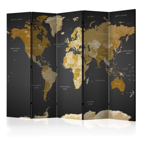 Paraván – Room divider – World map on dark background Paraván – Room divider – World map on dark background