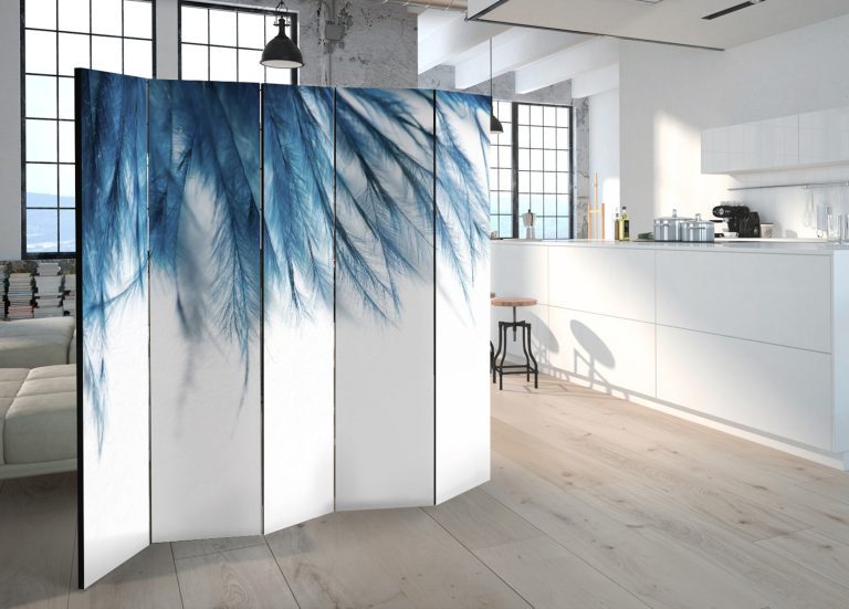 Paraván – Sapphire Feathers II [Room Dividers] Paraván – Sapphire Feathers II [Room Dividers]