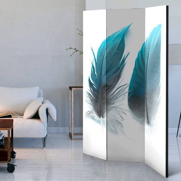 Paraván – Blue Feathers [Room Dividers] Paraván – Blue Feathers [Room Dividers]