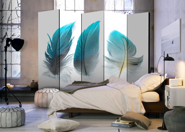 Paraván – Blue Feathers II [Room Dividers] Paraván – Blue Feathers II [Room Dividers]