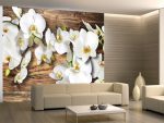Tapeta bílá orchidej na dřevě SKLAD Tapeta bílá orchidej na dřevě SKLAD