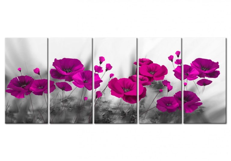 Vícedílný obraz – fialové vlčí máky fialové Vícedílný obraz – fialové vlčí máky fialové