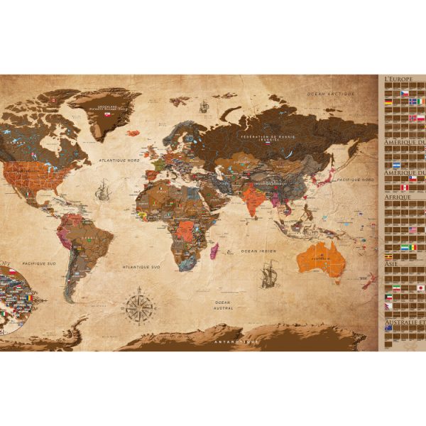 Stírací mapa světa Vintage francouzská SKLAD Stírací mapa světa Vintage francouzská SKLAD
