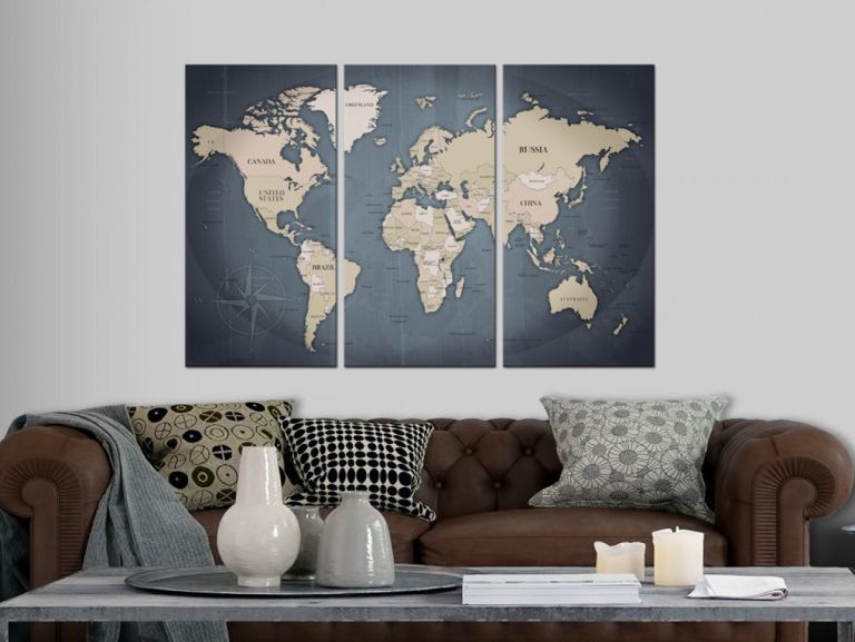 Mapa na korkové tabuli – modrý svět Mapa na korkové tabuli – modrý svět