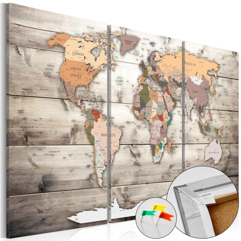 Mapa na korkové tabuli – historická mapa světa II Mapa na korkové tabuli – historická mapa světa II