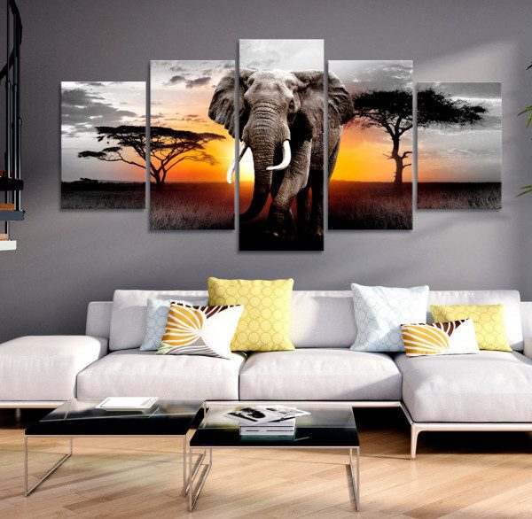 Pětidílný obraz – africký slon Pětidílný obraz – africký slon