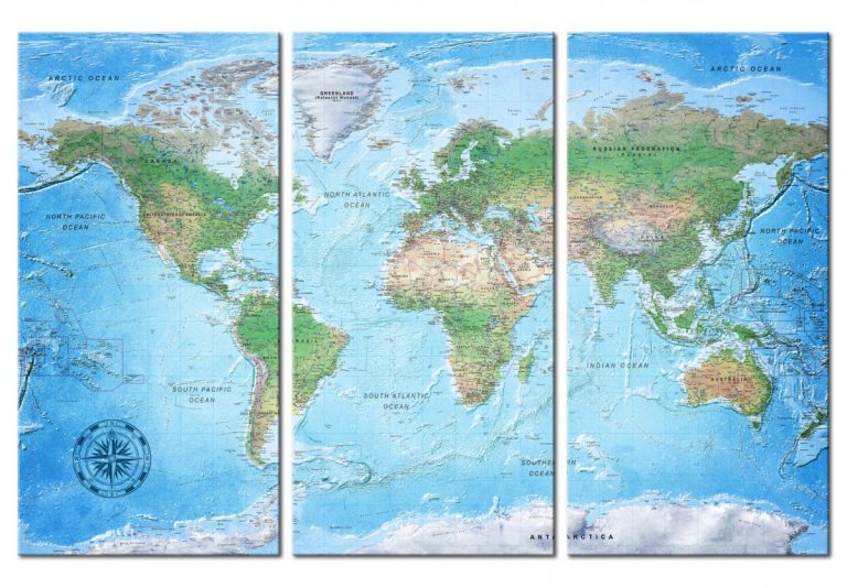 Mapa na korkové tabuli – tradiční mapa světa Mapa na korkové tabuli – tradiční mapa světa
