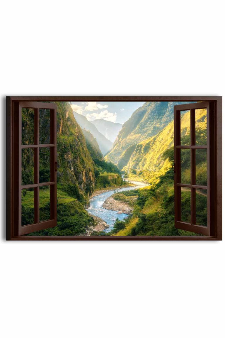 Obraz fascinující kaňon za oknem hnědé Obraz fascinující kaňon za oknem hnědé
