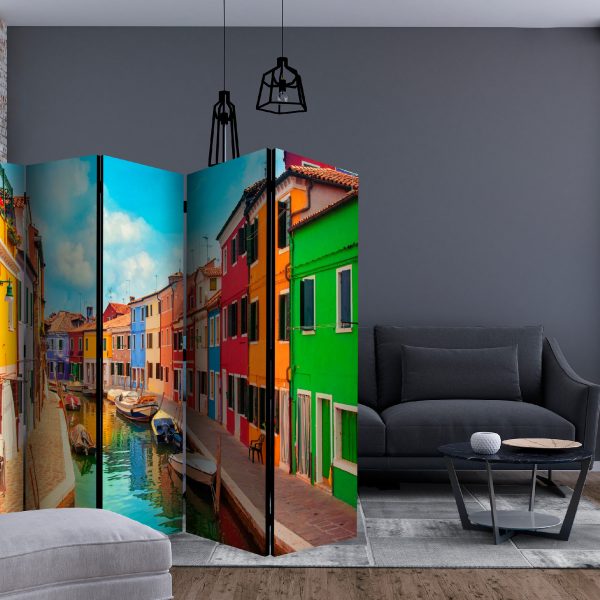 Paraván –  Colorful Canal in Burano II [Room Dividers] Paraván –  Colorful Canal in Burano II [Room Dividers]