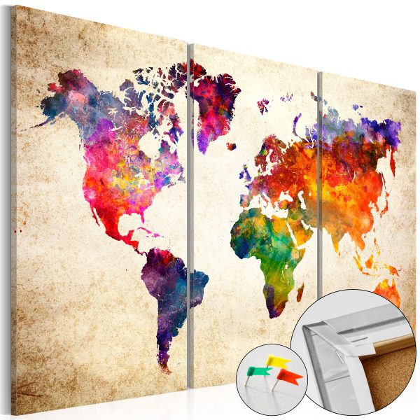 Obraz na korku – Corkboard Map in Watercolor Obraz na korku – Corkboard Map in Watercolor