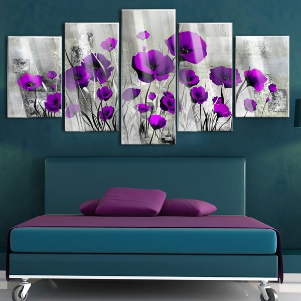 Obraz na akrylátovém skle – Meadow: Purple Poppies [Glass] Obraz na akrylátovém skle – Meadow: Purple Poppies [Glass]