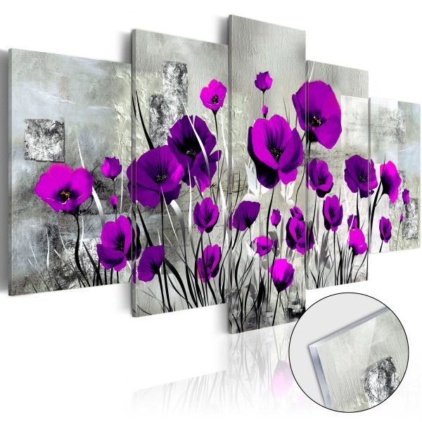 Obraz na akrylátovém skle – Meadow: Purple Poppies [Glass] Obraz na akrylátovém skle – Meadow: Purple Poppies [Glass]