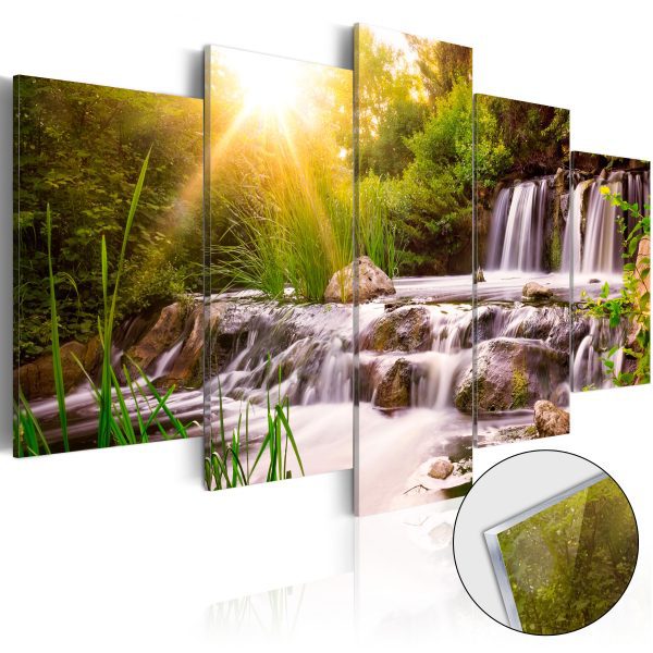 Obraz na akrylátovém skle – Forest Waterfall [Glass] Obraz na akrylátovém skle – Forest Waterfall [Glass]