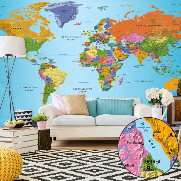 Fototapeta XXL – World map on the wall Fototapeta XXL – World map on the wall