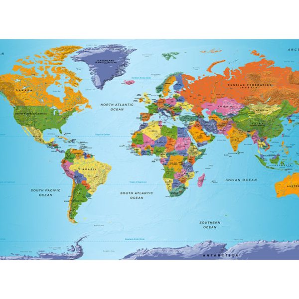 Samolepící fototapeta – World Map: Colourful Geography II Samolepící fototapeta – World Map: Colourful Geography II