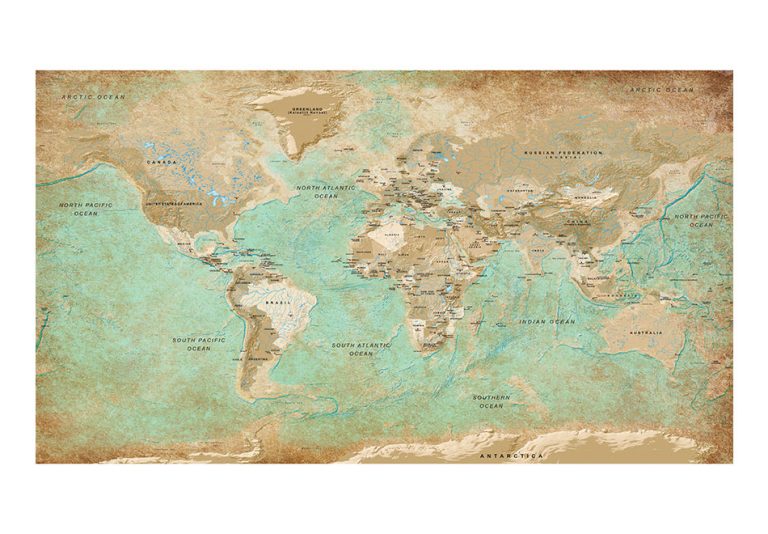 Samolepící fototapeta – Turquoise World Map II Samolepící fototapeta – Turquoise World Map II