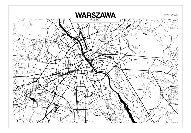 Samolepící fototapeta – Warsaw Map Samolepící fototapeta – Warsaw Map