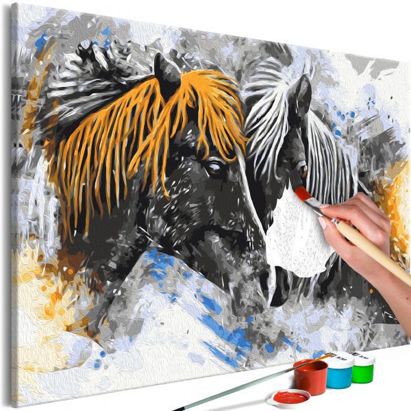 Malování podle čísel – Black and Yellow Horses Malování podle čísel – Black and Yellow Horses