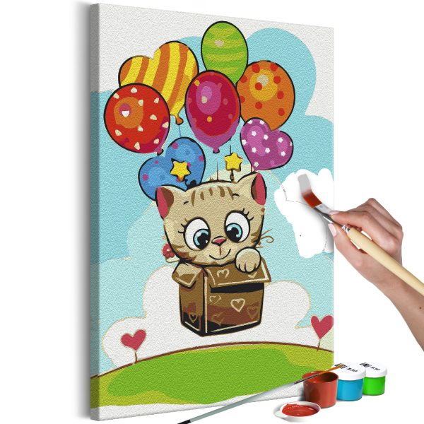 Malování podle čísel – Kitten With Balloons Malování podle čísel – Kitten With Balloons