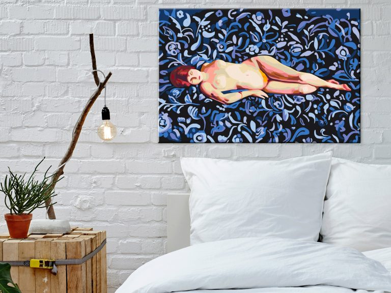 Malování podle čísel – Nude on a Blue Background Malování podle čísel – Nude on a Blue Background