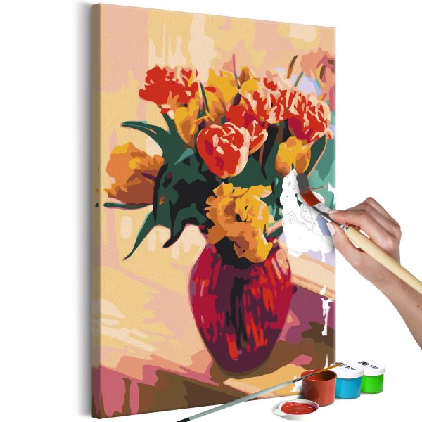 Malování podle čísel – Tulips in Red Vase Malování podle čísel – Tulips in Red Vase