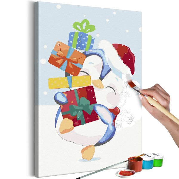 Malování podle čísel – Penguin With a Gift Malování podle čísel – Penguin With a Gift
