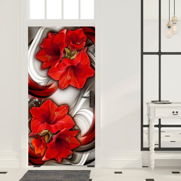 Fototapeta na dveře – Photo wallpaper – Abstraction and red flowers I Fototapeta na dveře – Photo wallpaper – Abstraction and red flowers I