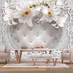 Fototapeta – Lilies and Quilted Background Fototapeta – Lilies and Quilted Background